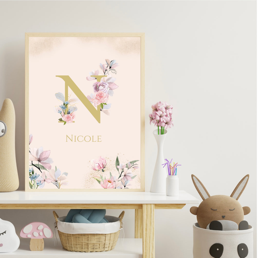 Pink Initial Watercolour Print