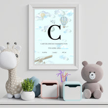 Load image into Gallery viewer, Up in the Clouds Watercolour Birth Print
