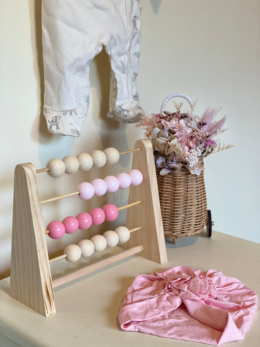 Wooden Abacus - Dark Pink / Light Pink